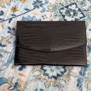 Bloomingdale’s Vintage Black Crocodile Embossed Clutch